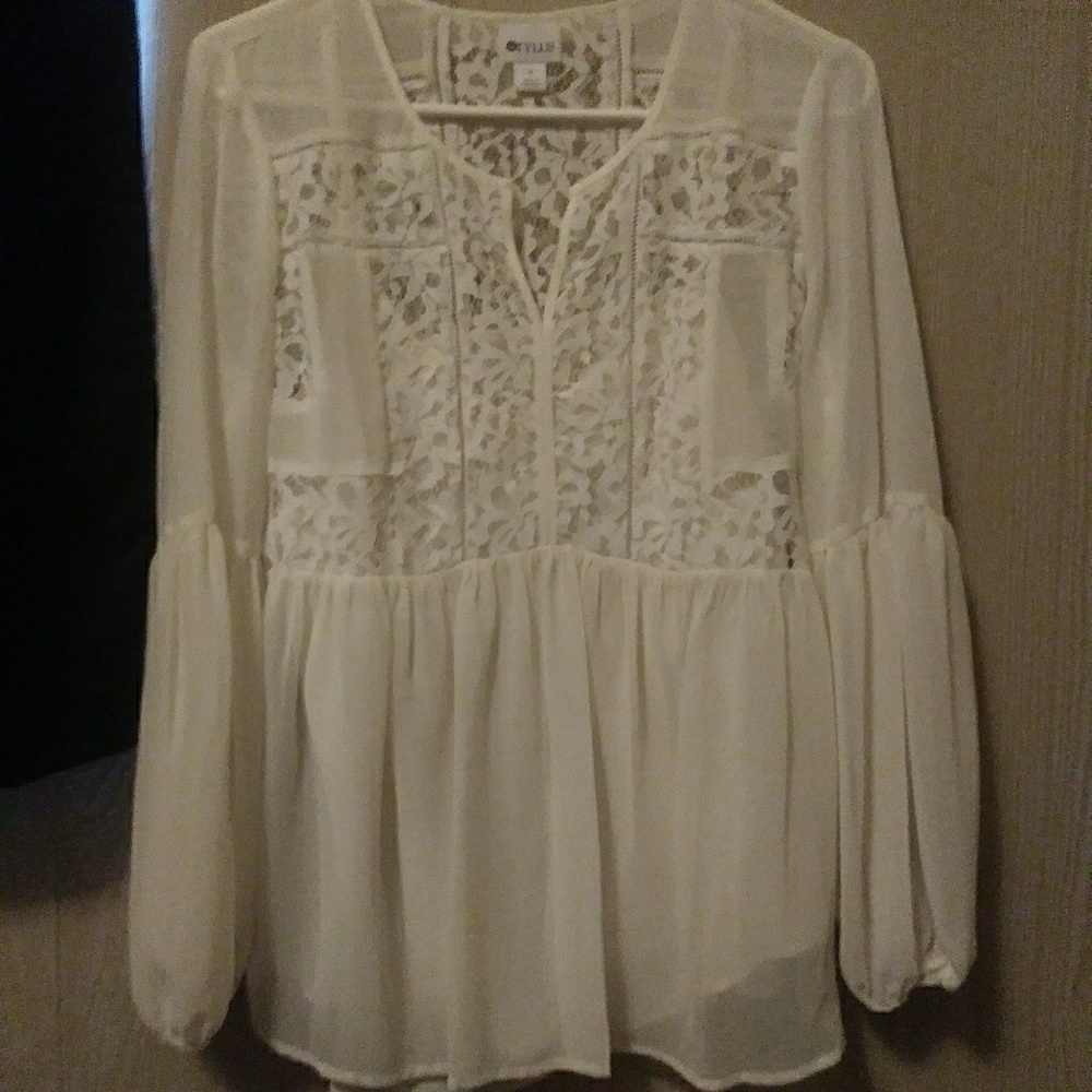 NWOT Stylus Sheer & Lace Shirt